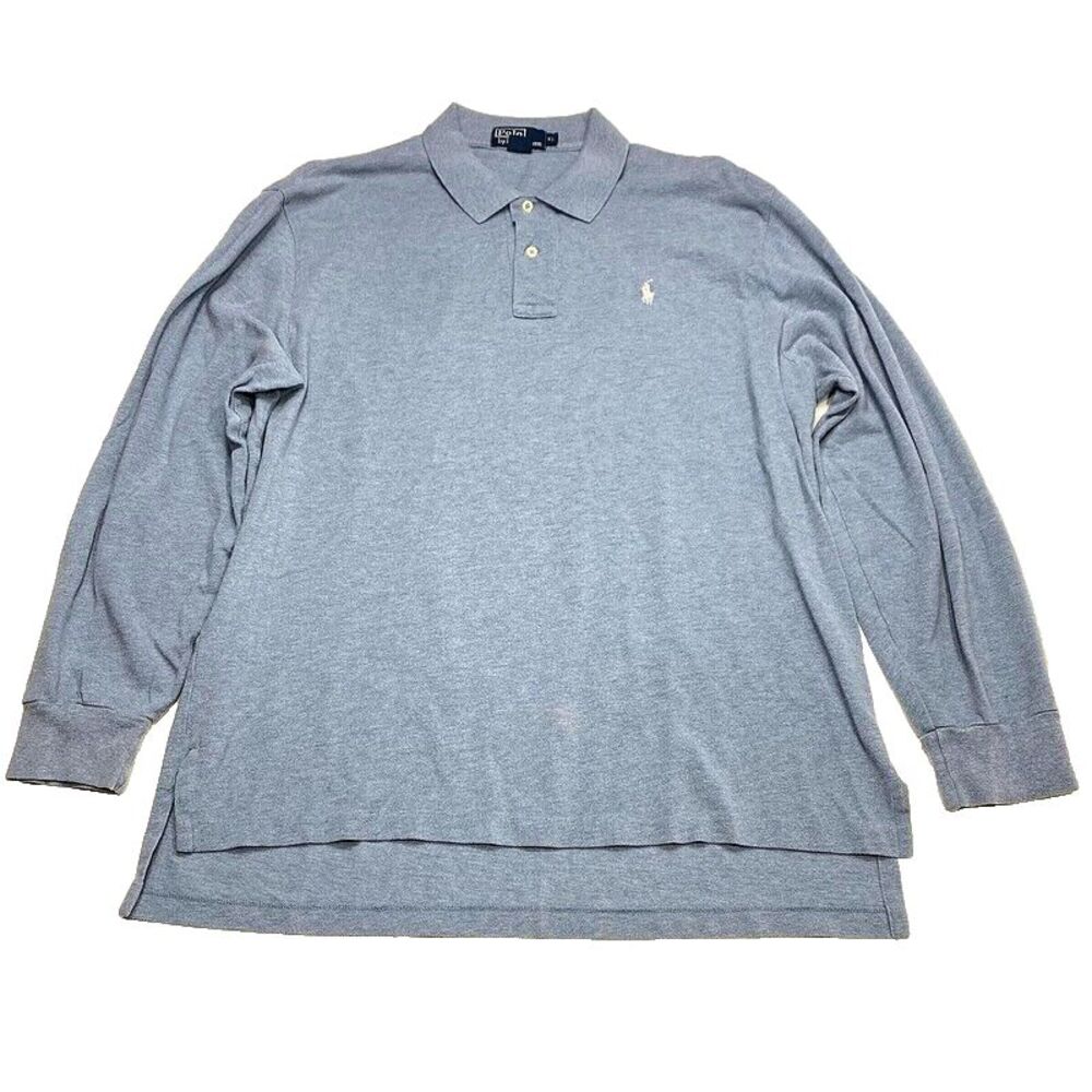 Ralph Lauren Polo Shirt‎ XL Mens Blue Long Sleeve White Pony